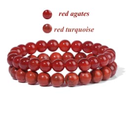2Pcs Colorful Natural Stone Bead Bracelet Set 8MM Natural Agates Turquois Amethysts Quartzs Gem Stretch Bangle Jewelry Gift