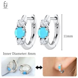 925 Sterling Silver Needle Exquisite Turquoise Silver Earrings for Women Blue Crystal Geometry Pendant Earrings Luxury Jewelry