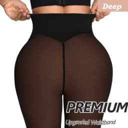 One Seam Fleece Lined Tights Women Plus Size Shaping Compression Tummy Control Translucent Leggings Fake Sheer Thermal Pantyhose