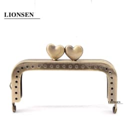 LIONSEN 8.5cm Heart Square Metal Purse Frame Handle for Clutch Bag Coin Kiss Clasp Lock Silver Hardware Bag Accessory