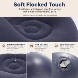 Flocking Inflatable Ball Sofa Portable Round Air Bean Bag Chair Foldable Leisure Inflatable Couch for Bedroom Living Room Indoor Home Furniture