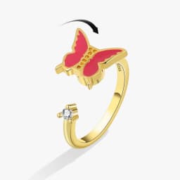 SMJEL Fidget Spinner Ring Anxiety for Women Multiple Crystal Flower Eye Butterfly Animal Ring Rotate Anti Stress Wedding Jewerly