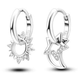 925 Sterling Silver Gold Color Circular Hoop Earrings Golden Earring Fit Original Charms Diy Fine Jewelry For Fashion Women