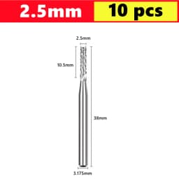 10pcs PCB Corn End Milling Cutter 0.5-3.175mm, 3.175mm (1/8) Shank Hard Alloy PCB Milling Cutter CNC Cutting Milling Cutter