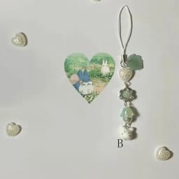 Handmade Four Leaf Clover Beaded Phone Charm Y2K Cute Ceramics Cat Backpack Keychain Bag Key Ring for Girls Christmas Gift