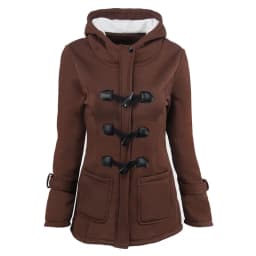 Long Cotton Jacket Women's Winter Coat Warm Overcoat Thickened Fleece Lined Slim Fit Hooded Button Front Closure Ladies Coat