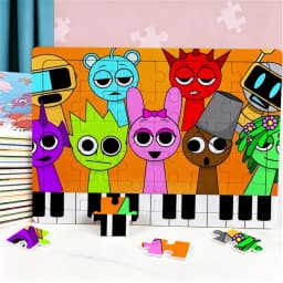30pcs Sprunkis Multi-Character Themed Jigsaw Puzzle Family Birthday Party Puzzle Educational Learning Toys Gift for Birthdays