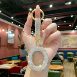 Full Rhinestone English Letter Keychain - Luxury Bag Charm & Car Key Ring, Elegant Small Gift