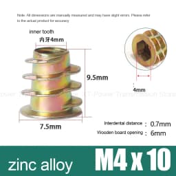 10-100Pcs M4 M5 M6 M8 M10 Zinc Alloy Thread for Wood Insert Nut Flanged Hex Drive Head Furniture Nuts Selection Length 6-30mm