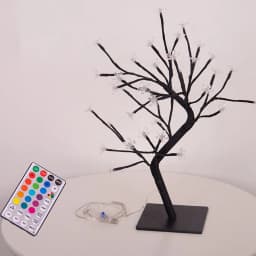 48 LED RGB Cherry Blossom Tree Light with Remote 16 Color LED Artificial Flower Bonsai Tree Table Lamp For Valentine's day Decor