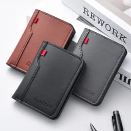 Vertical Short PU Leather Men's Wallet, Soft Leather Ultra-thin, ID Card And Credit Card Wallet Suitable for Men