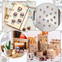 500pcs Skull Sticker Halloween Candy Skull Sticker Dia De Los Muertos Mexico Day of the Dead Sticker for Halloween Party Gift De