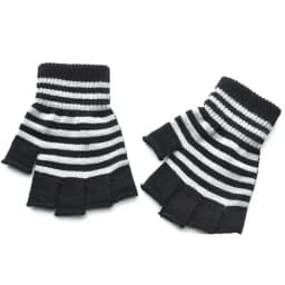 1Pair Black Red Stripe Half Finger Fingerless Gloves for Women Men Knit Wrist Winter Warm Outdoor Gothic Lolita Style Mittens