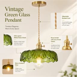 Multi-Style Nordic Pendant Lamp Green Glass Ceiling Lighting Kitchen Island Hand Brass Hanging Light Fixtures for Dining Room