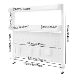 37" Clamp-on Pegboard with Accessories, No Drill Desk Shelf, 2-Tier Organizer with Hooks & Tray, Space Saving Storage Rack for Home Office & Dorm