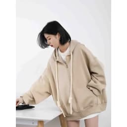 CHIC VEN Women's Hoodies Sweatshirts Casual Solid Loose Drawstring Jackets Korean Female Clothes Streetwear Spring New 2024