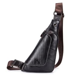Head Layer Cowhide Chest Bag, Genuine Leather Men's Triangle Bag, Fashionable Retro Mini Bag, Single Shoulder Crossbody Bag