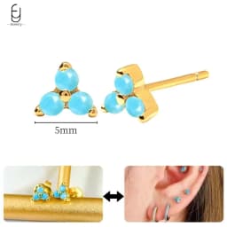 925 Sterling Silver Needle Exquisite Turquoise Silver Earrings for Women Blue Crystal Geometry Pendant Earrings Luxury Jewelry