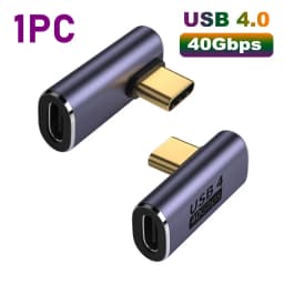 USB 4.0 40Gbps Adapter 90 Degree Right Angle Type C Male to Female Adapter 100W Fast Charging For Laptops Macbook USB C Adapter