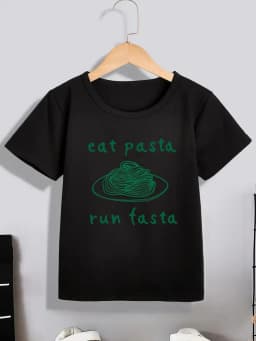 Eat Pasta Run Fasta T-Shirt | Funny Foodie Graphic Print T-Shirt Boys, Running Pasta Shirt Summer Fashion Boys Clothes shirt Top