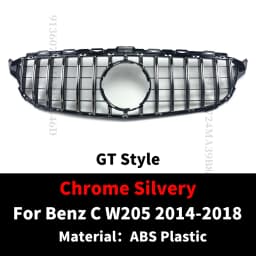 GT Style Front Bumper Grille Grill For Mercedes Benz C W205 C205 Coupe S205 C43 2014-2021 like C180 C200 C250 C300 C260 Tuning