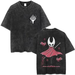 Washed Vintage Game Hollow Knight Double Sided Print T-shirt Men Women Fashion Casual T-shirts Oversized Short Sleeve T Shirts