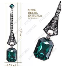 1920s Art Deco Antique Vintage Flapper Style Jet Black Rhinestone Extra Long Dangle Earrings Pearl Earrings Jewelry for Women