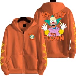 The Simpsons Krusty the Clown Men's Anime Zipper Hoodie Outdoor New Women's Sportswear Autumn/Winter Fashion Couple Cartoon Top
