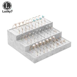 Gray & Black Flannel 3-layer Bracelet Display Stand Ring Bracelet Display Tray Counter Jewelry Display Stand Bracelet Organizer