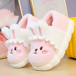 White Rabbit Hare Slippers Women's Cute Animal Platform Home Mules Shoes Girls Bedroom Plush Slides Slipper Ears Indoor Shoes
