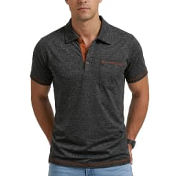 Mens Summer Solid Color Polo Shirt Classic Lapel Short Sleeve with Buttons Lightweight Breathable Casual Streetwear Tops