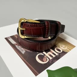 Cowhide Gold-Plated Buckle Belt Original Retro Classic Embossed Ladies Crocodile Belt Versatile Genuine Leather Trend 2.8cm Widt