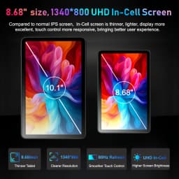KOOMDIGI W87 8.68 Inch Android 15 Tablet, 16GB RAM (6GB + 10GB Extended) 128GB ROM, 1340x800 UHD Incell Display, 5G WiFi, Dual Camera, 5000mAh Battery, Widevine L1, GPS, GMS, Google Tablet with Case, USB-C Cable & Screen Protector