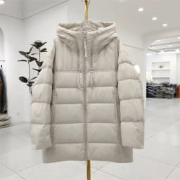 Winter Hooded Warm Mid Length Down Jacket Female Double Zipper Solid Parker Outwears Women 90% White Duck Down Loose Down Jacket