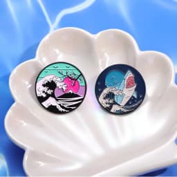 Aesthetic Art The Great Wave Enamel Pins Sunset Moon Cat Comic Scenery Brooch Decorative Backpack Lapel Badge Funny Jewelry Gift