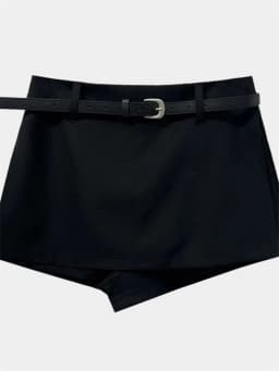 High Waist A-Line Skirt Suit Black Women's Korean Style Belted Half-length Skirt Commute Standard Fit Summer Collection