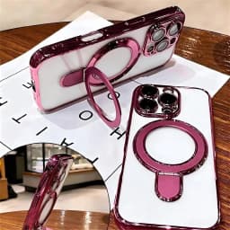 Luxury For Magsafe Bracket Case For iPhone 16 17 18 15 14 13 12 Pro Max 16 Plus Magnetic Ring Stand Holder Clear Acrylic Cover
