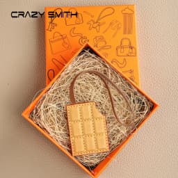 CRAZYSMITH Genuine Leather Chocolate Bag Charm, Italian Full-Grain Cowhide Purse Charms Luxury Gifts for LV Bag Accessories Cute