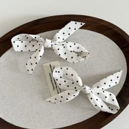 2pcs Sweet polka dot bow hair clip, side clip, French retro, niche, high-end bangs clip, bow hair accessory