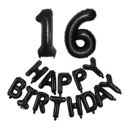 Black 32-Inch Number 1-30 Balloons and 16-Inch 'Happy Birthday' Letter Foil Balloons Set Birthday Party Decoration Supplies