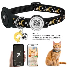 Cute Cat Collar with Airtag Holder for Apple Air Tag, Silicone GPS Tracker Holder, Glow Pet Collar with Bell & Pet QR Name Tag