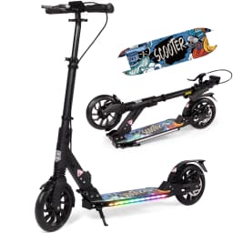 Kick Scooter for Teens & Adults, 200mm Big Wheels Foldable Scooter, Teens & Adult Scooters with LED Light-Up Deck