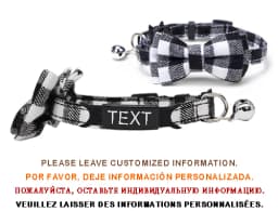 Personalized Cat Collar Name ID Bowknot Safety Breakaway Bow Tie Buckle Plaid Chihuahua Necklace Elastic Adjustable Dog Collar