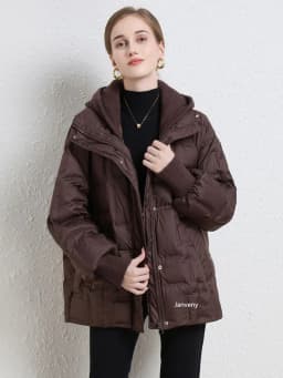 Janveny 2025 New Winter Short White Duck Down Jacket Women Casual Loose Warm Parkas Knitted Hat Detachable Puffer Down Coat