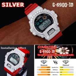 DW-6900 Series Moissanite Watch Case S925 Sterling Silver Iced Out Bezel For Men's Hip Hop Jewelry Watch Accessories