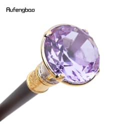 Light Purple Diamond Type Golden White Walking Cane Fashion Decorative Stick Gentleman Elegant Cosplay Cane Knob Crosier 90cm
