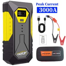 GKFLY Car Jump Starter Portable Power Bank 3000A Car Battery Booster 12V Car Starting Device for Petrol Diesel 6.0L/5.0L