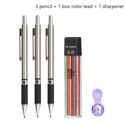 Full Metal 2.0 mm Mechanical Pencils Leads Set for Art Drawing Painting Color 2B Automatic Pencils Office School Pens Supplies