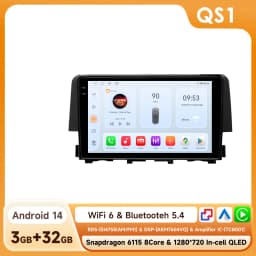 Hizpo Android 14 Car Intelligent Systems For Honda Civic 10th 2016 - 2018 Radio Carplay Multimedia GPS 2din 4G Navigation 8 Core