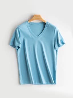 SuyaDream Women Solid T Shirts, Silk Cotton Blend, O Neck, Short Sleeved Solid Tee, 2025 Summer Candy Colors Basic Cozy Top Gree